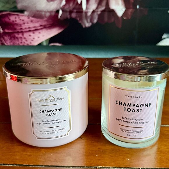 NEW 2-Pc CHAMPAGNE TOAST 3-Wick Candle and Single Wick Candle Bath & Body Works - Picture 4 of 4